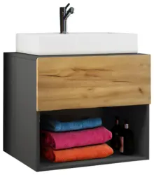 Waschtischkombi Lendas 2-tlg. ca. 60 cm Anthr./Honigeiche