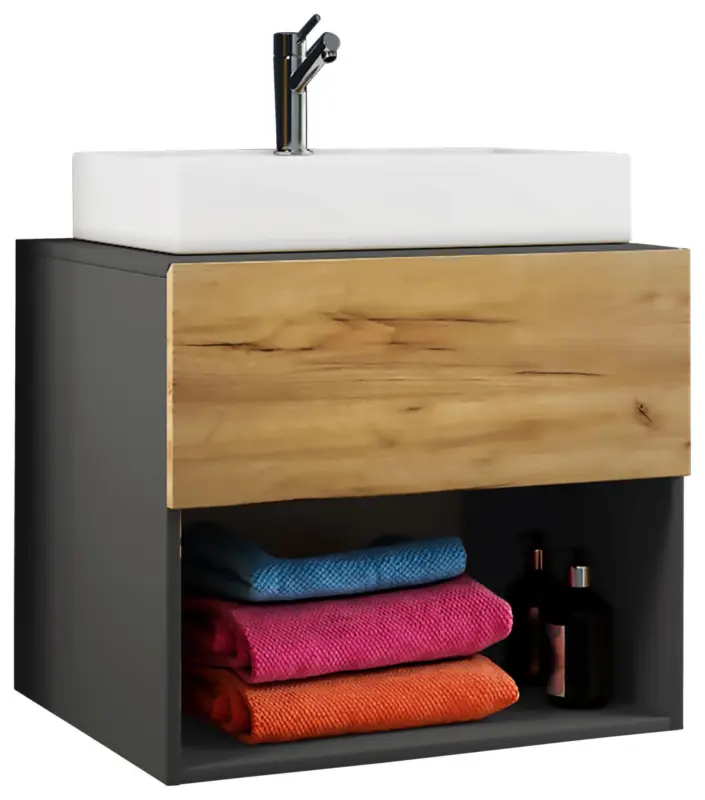 Waschtischkombi Lendas 2-tlg. ca. 60 cm Anthr./Honigeiche