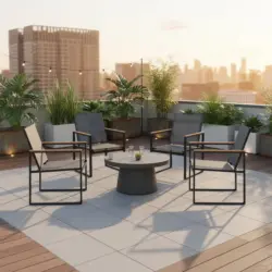 Gartenstuhl-Set Volasi 4er-Set ca. 54x83 cm Anthrazit