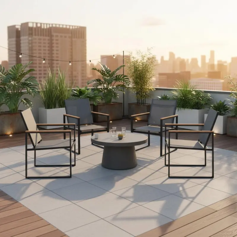 Gartenstuhl-Set Volasi 4er-Set ca. 54x83 cm Anthrazit