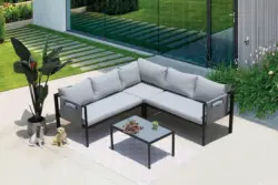 Loungegarnitur Grau/Schwarz