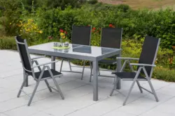 Gartenset Amalfi 5-tlg. Aluminium Silber/Schwarz