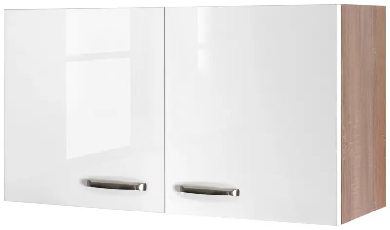 K&uuml;chenoberschrank Wei&szlig; Hochglanz/Eiche