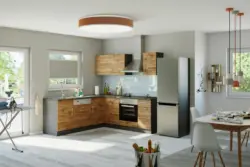 Eckk&uuml;che Winkelblock mit Ger&auml;ten ca. 210x210 cm Eiche