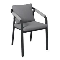 Gartenstuhl Metall, Textil Anthrazit, Grau