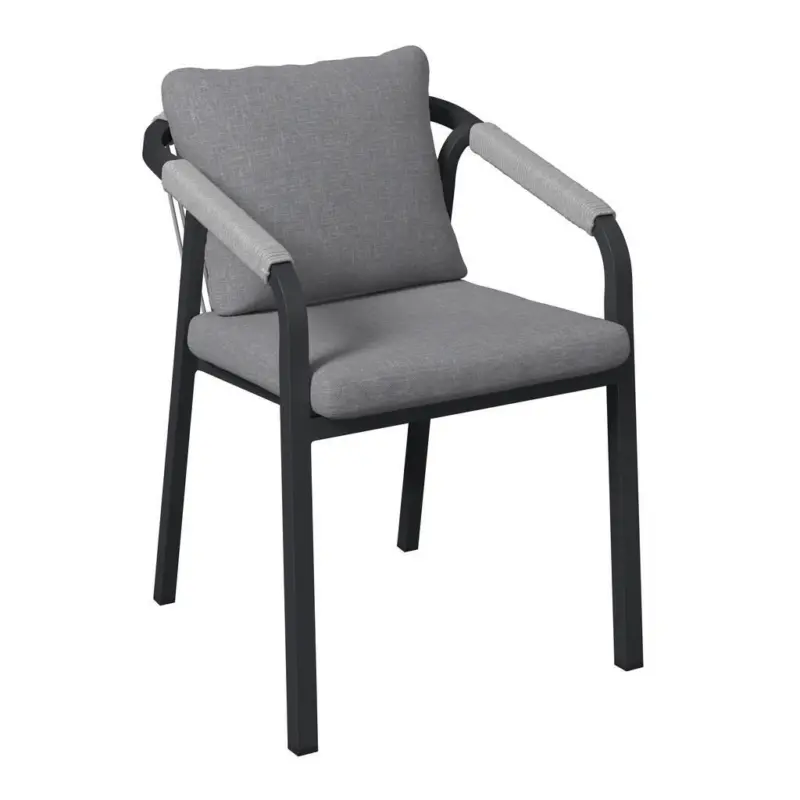 Gartenstuhl Metall, Textil Anthrazit, Grau