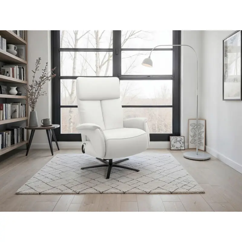 Relaxsessel in Leder Wei&szlig;