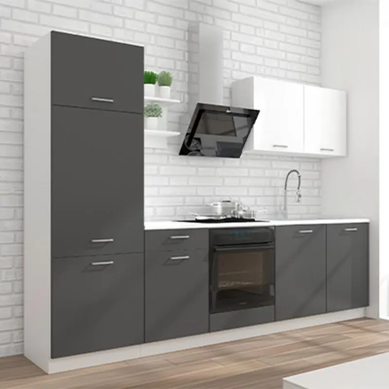 K&uuml;chenzeile Promo ohne Ger&auml;te 270 cm Grau/Wei&szlig;, modern