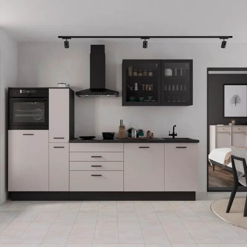 K&uuml;chenzeile Bolero ohne Ger&auml;te 280 cm Kaschmir/Schwarz