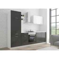 K&uuml;chenzeile Promo ohne Ger&auml;te 270 cm Wei&szlig;/Graphitfarben