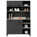 M&ouml;belix Anrichte Linda B: 119,1 cm Anthrazit/Hellgrau 4-T&uuml;rig