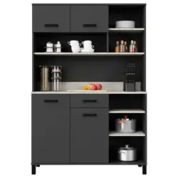 Anrichte Linda B: 119,1 cm Anthrazit/Hellgrau 4-T&uuml;rig