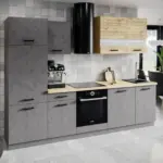 M&ouml;belix K&uuml;chenleerblock Viola 280cm Anthrazit/ Eiche Dekor