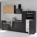 M&ouml;belix K&uuml;chenzeile Blacky ohne Ger&auml;te 280 cm Schwarz Modern
