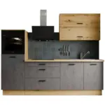 M&ouml;belix K&uuml;chenleerblock Bobbi 260cm Anthrazit/ Eiche Dekor