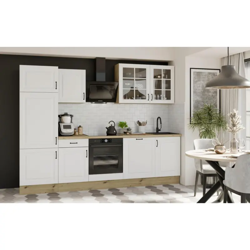 K&uuml;chenleerblock Stina 280cm Eiche Dekor/ Wei&szlig;