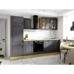 K&uuml;chenleerblock Stina 280cm Eiche Dekor/ Anthrazit