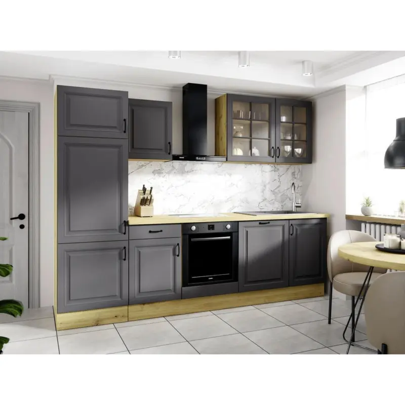 K&uuml;chenleerblock Stina 280cm Eiche Dekor/ Anthrazit