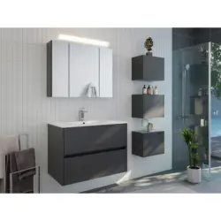 BADEZIMMER Limes, Graphitfarben B: 80 cm