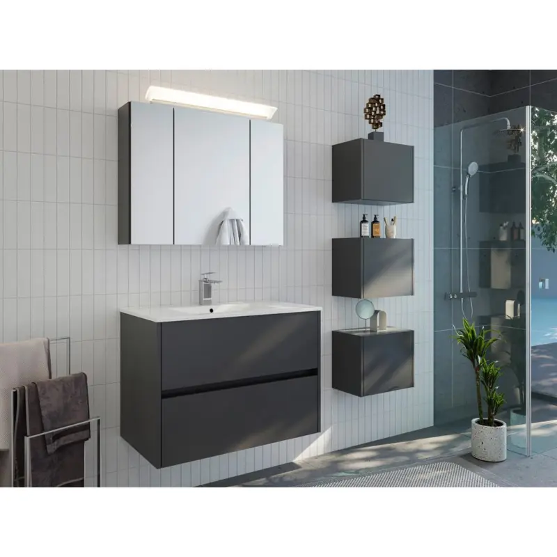 BADEZIMMER Limes, Graphitfarben B: 80 cm