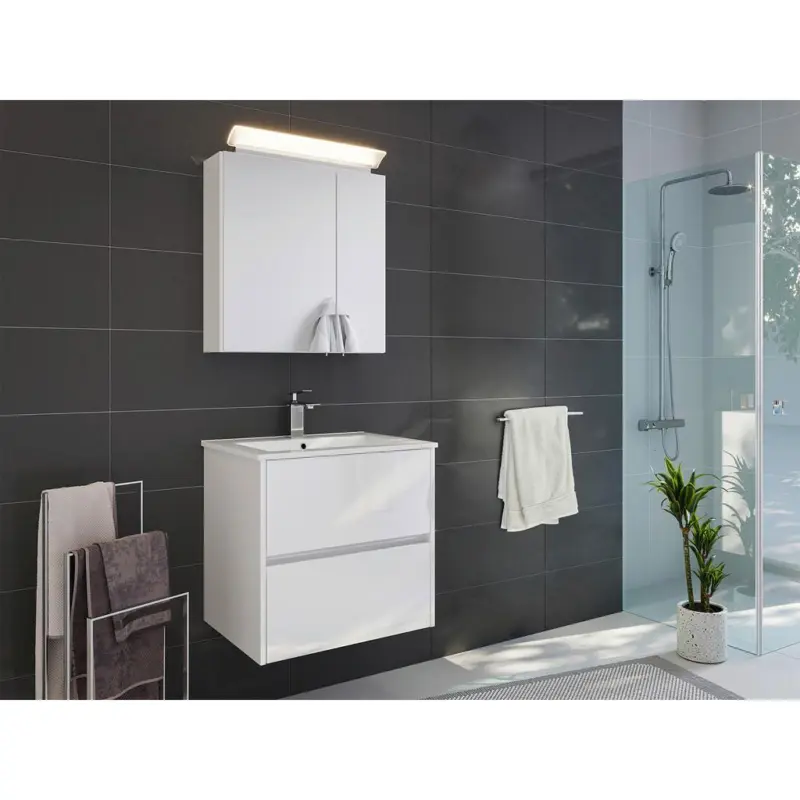 BADEZIMMER Limes Wei&szlig; Hochglanz B: 60cm
