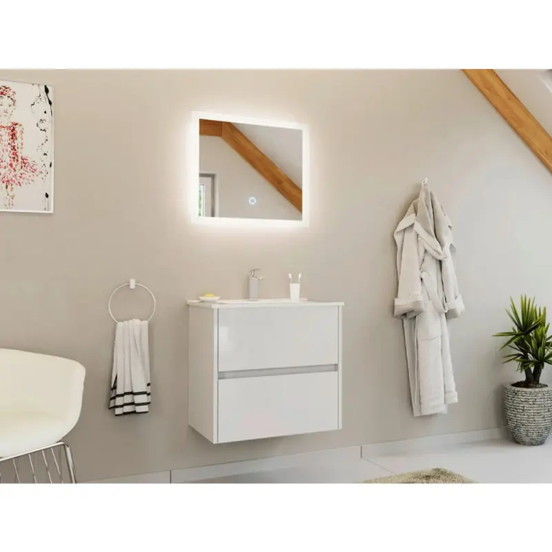 BADEZIMMER Limes Wei&szlig; Hochglanz B: 60cm