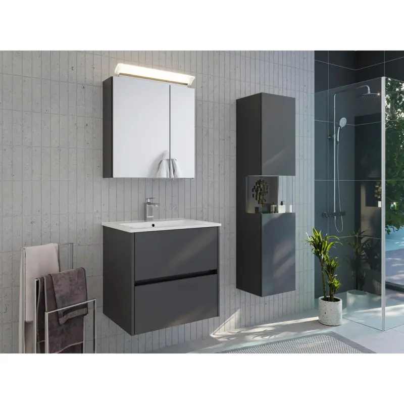 BADEZIMMER Limes, Graphitfarben B: 60cm