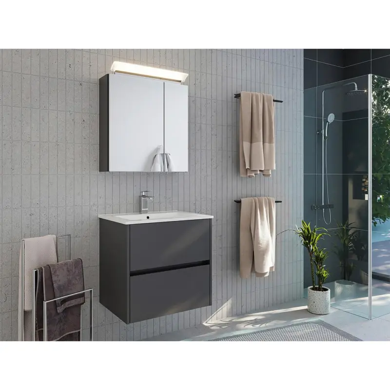 BADEZIMMER Limes, Graphitfarben B: 70 cm