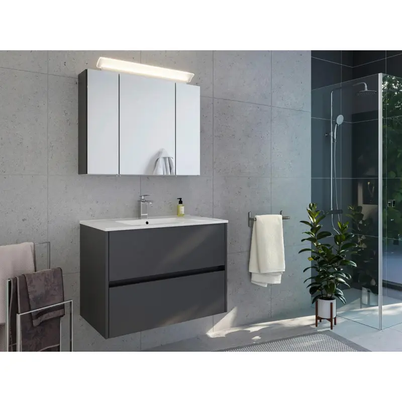 BADEZIMMER Limes, Graphitfarben B: 80 cm