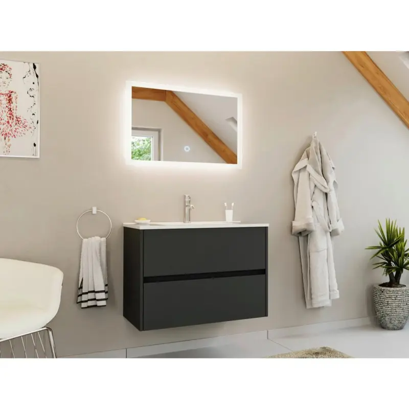 BADEZIMMER Limes, Graphitfarben B: 80 cm