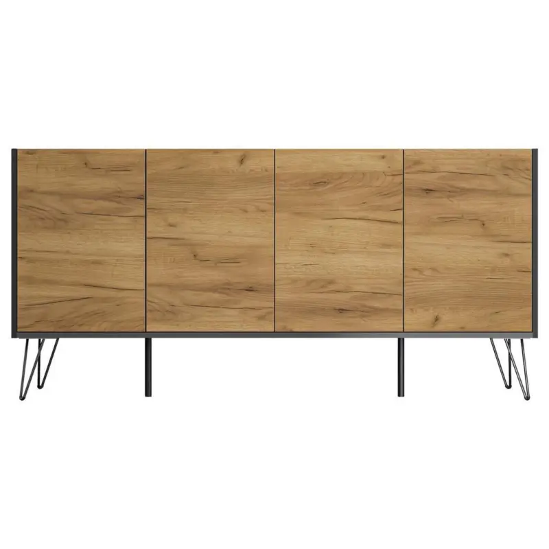 Sideboard Posseik Industrial Graphitfarben/Eiche B: 155 cm