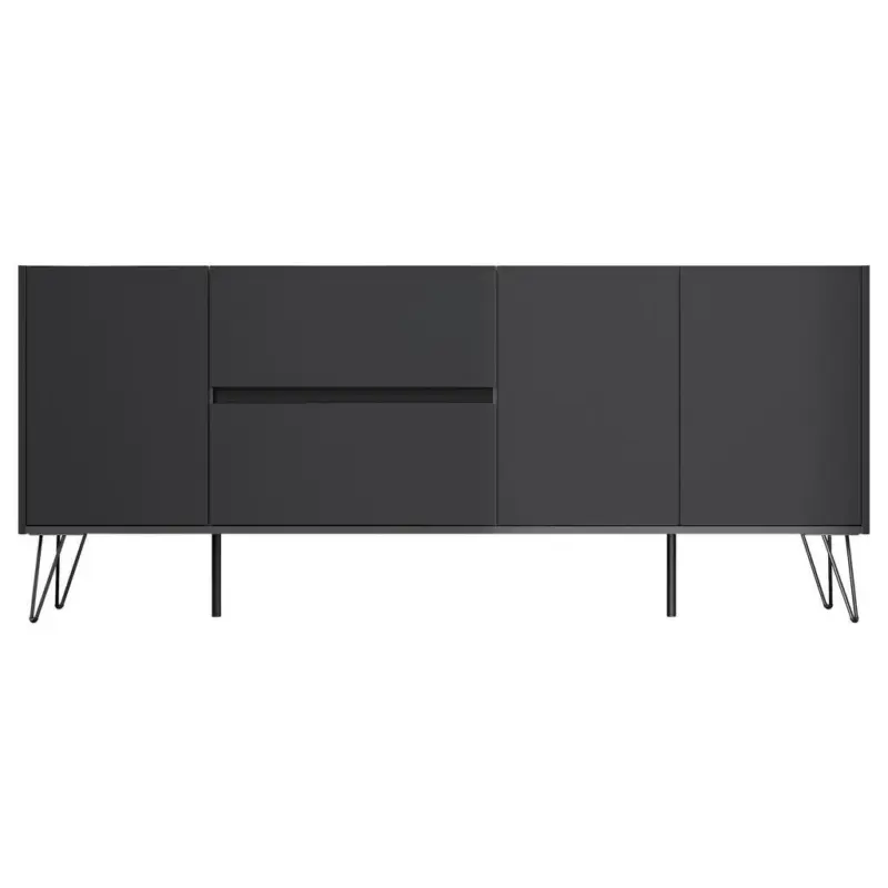 Sideboard Posseik Industrial Graphitfarben/Eiche B: 177 cm