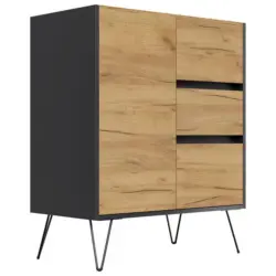 Sideboard Posseik Industrial Graphitfarben/Eichef. B: 79 cm