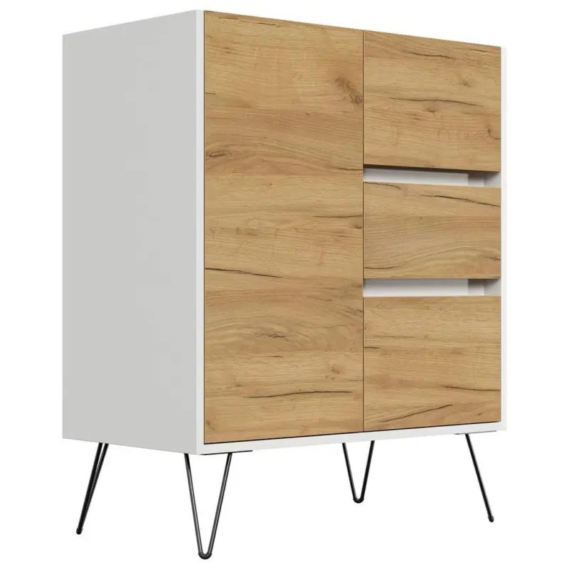 Sideboard Posseik Industrial Wei&szlig;/Eichef. B: 76 cm