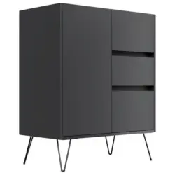 Sideboard Posseik Industrial Graphitfarben/Eichef. B: 76 cm