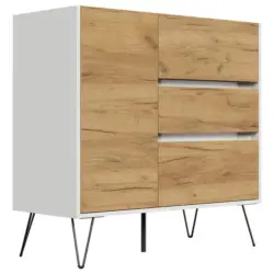 Sideboard Posseik Industrial Wei&szlig;/Eichefarben B: 99 cm