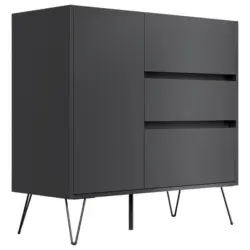 Sideboard Posseik Industrial Graphitfarben/Eichef. B: 99 cm