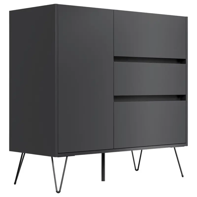 Sideboard Posseik Industrial Graphitfarben/Eichef. B: 99 cm