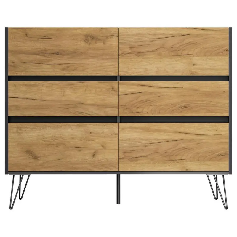 Sideboard Posseik Industrial Graphitfarben/Eichef. B:120 cm