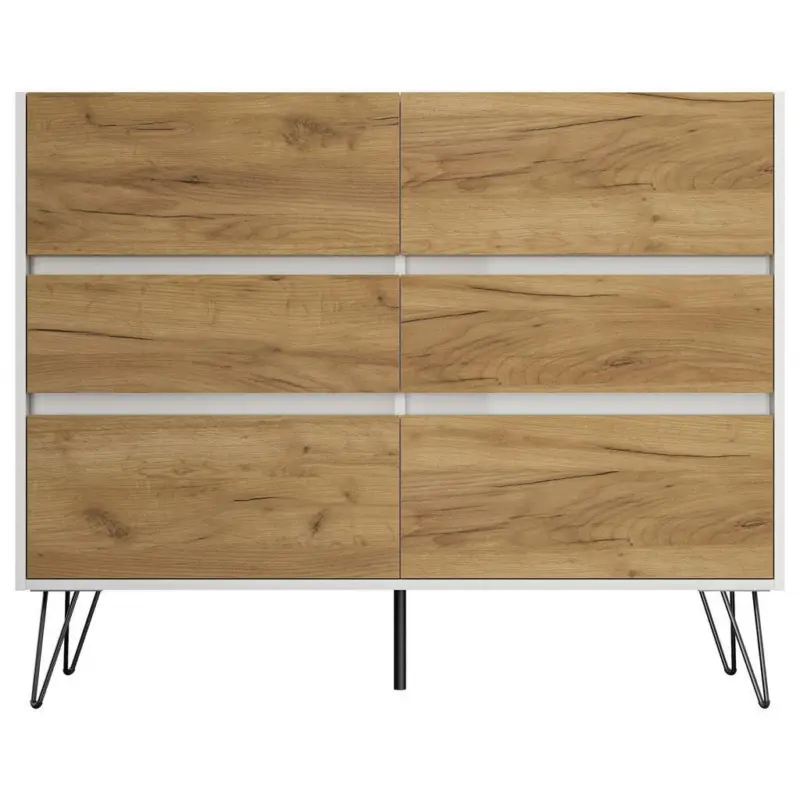 Sideboard Posseik Industrial Wei&szlig;/Eichefarben B: 120 cm
