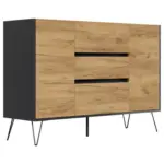 M&ouml;belix Sideboard Posseik Industrial Eichefarben/Graphitfarben B:140 cm