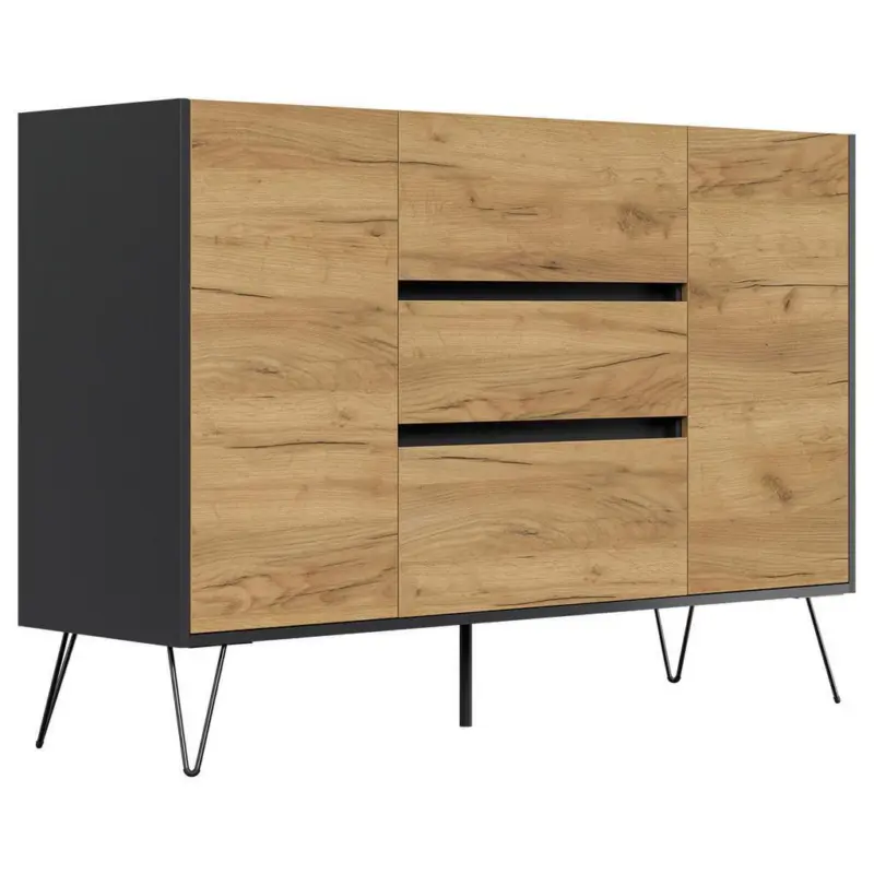 Sideboard Posseik Industrial Eichefarben/Graphitfarben B:140 cm