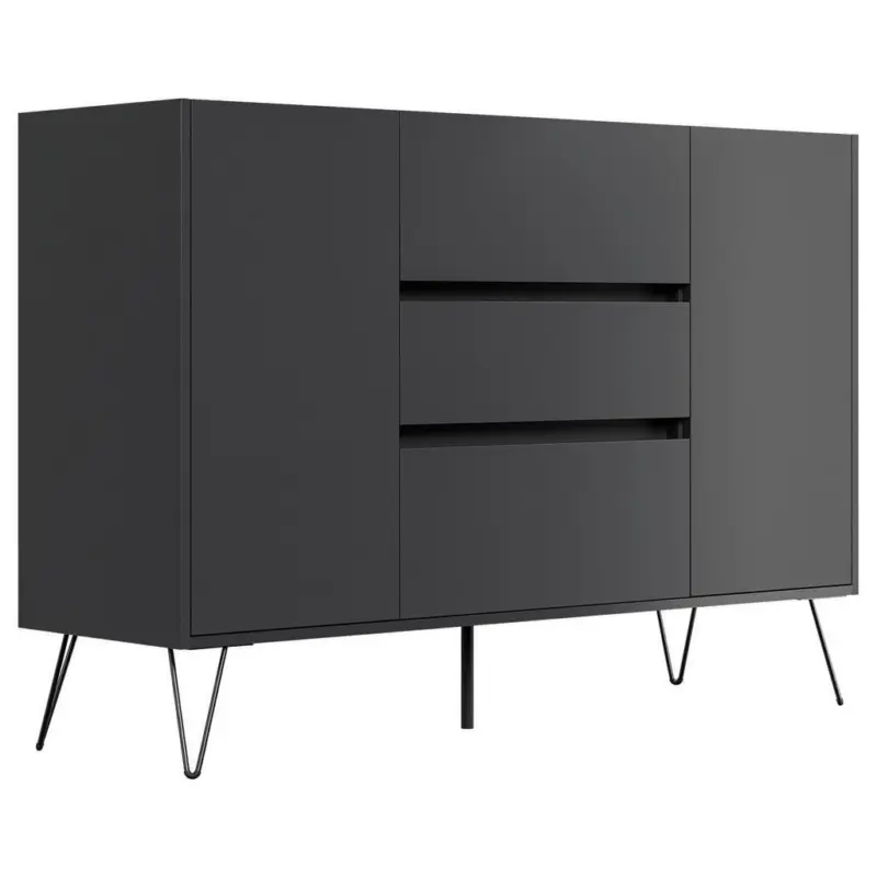 Sideboard Posseik Industrial Eichefarben/Graphitfarben B:140 cm