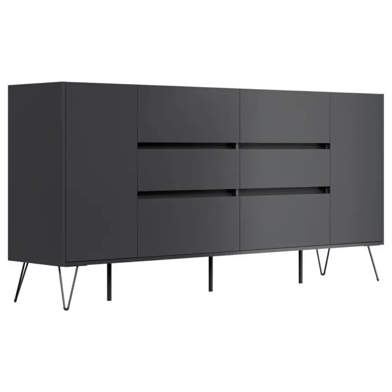 Sideboard Posseik Industrial Graphitfarben B: 199 cm