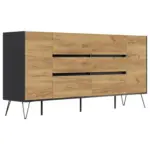 M&ouml;belix Sideboard Posseik Industrial Graphitfarben /Eichef. B:199cm