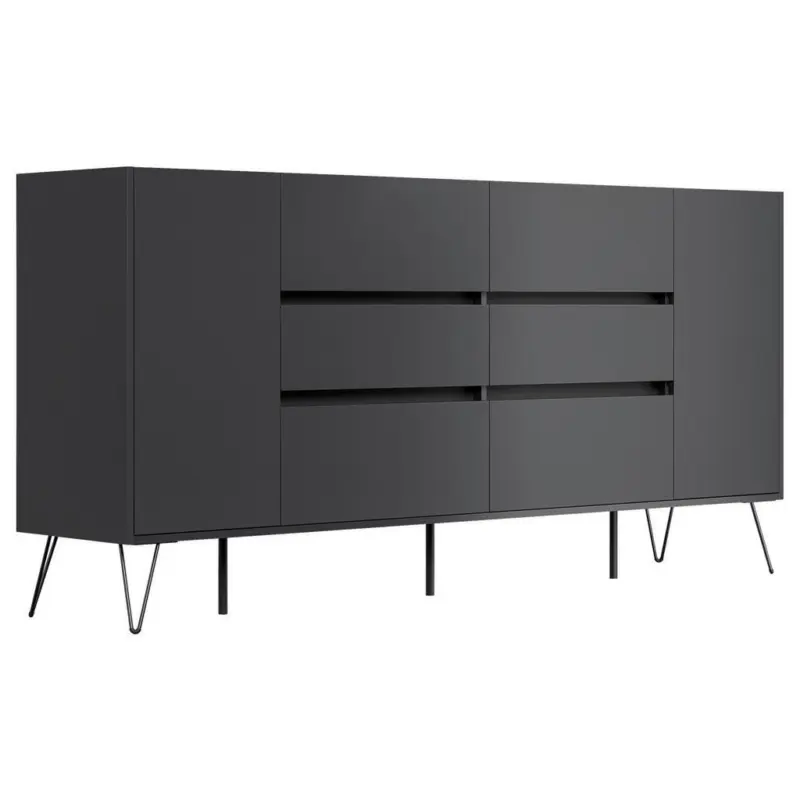 Sideboard Posseik Industrial Graphitfarben/Eichefarben B: 199cm