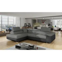 ECKSOFA Anton Grau/Schwarz S:203x272cm
