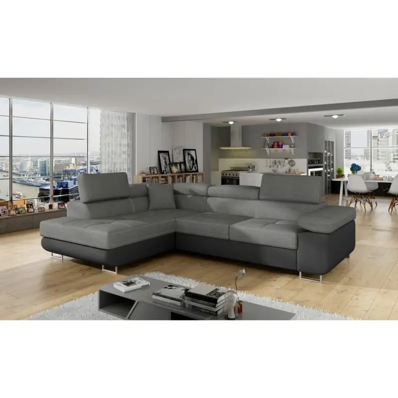 ECKSOFA Anton Grau/Schwarz S:203x272cm