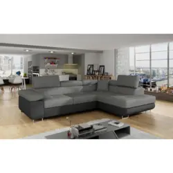 ECKSOFA Anton Grau/Schwarz S:272x203cm