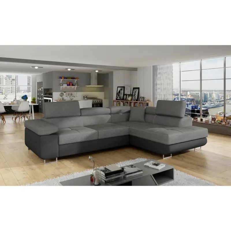 ECKSOFA Anton Grau/Schwarz S:272x203cm